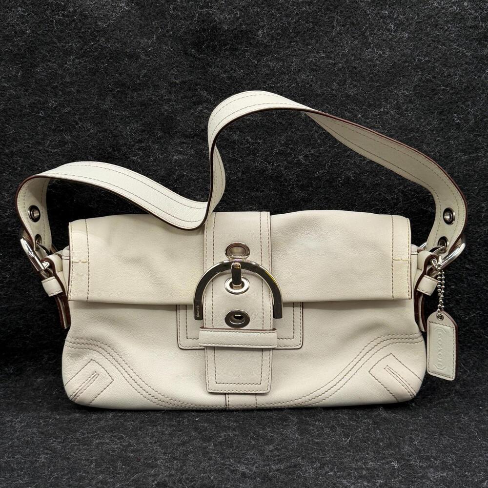 COACH SOHO BUCKLE FLAP BAG WHITE DOVE TAIL VINTAGE Y2K